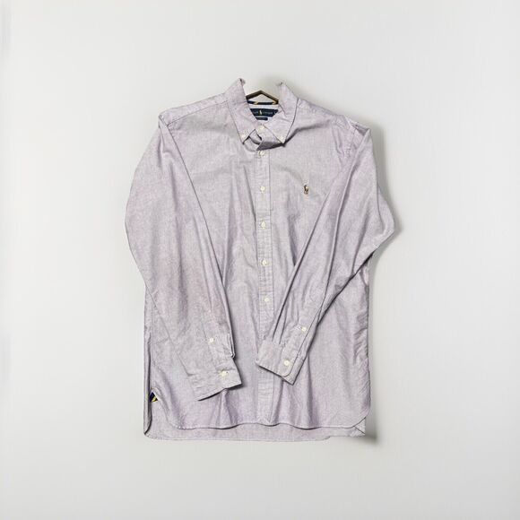 Ralph Lauren Mens Long Sleeve Chambray Oxford Button Down Shirt Size L Purple - Picture 1 of 4